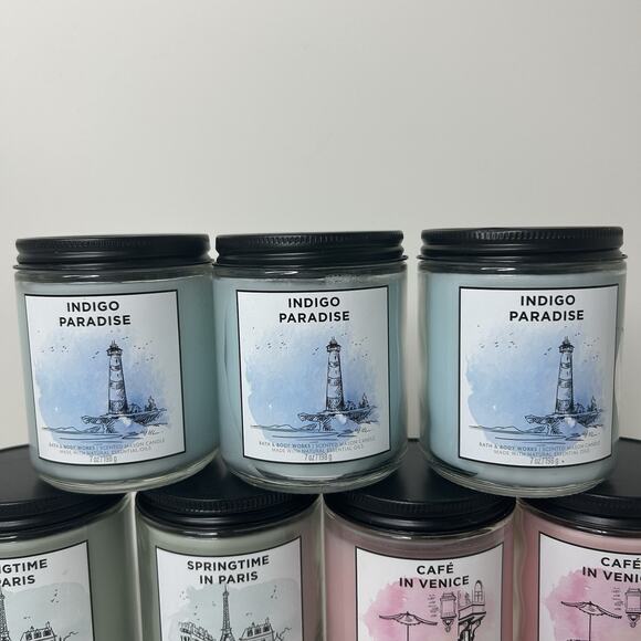 Bath & Body Works Cafe In Venice Paradise Paris Lot Of 7 Candles Single Wick 7oz - Picture 5 of 8